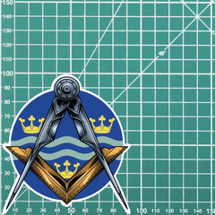 Round Cambridgeshire Masonic Sticker Square & Compass Union Vinyl Decal redplume