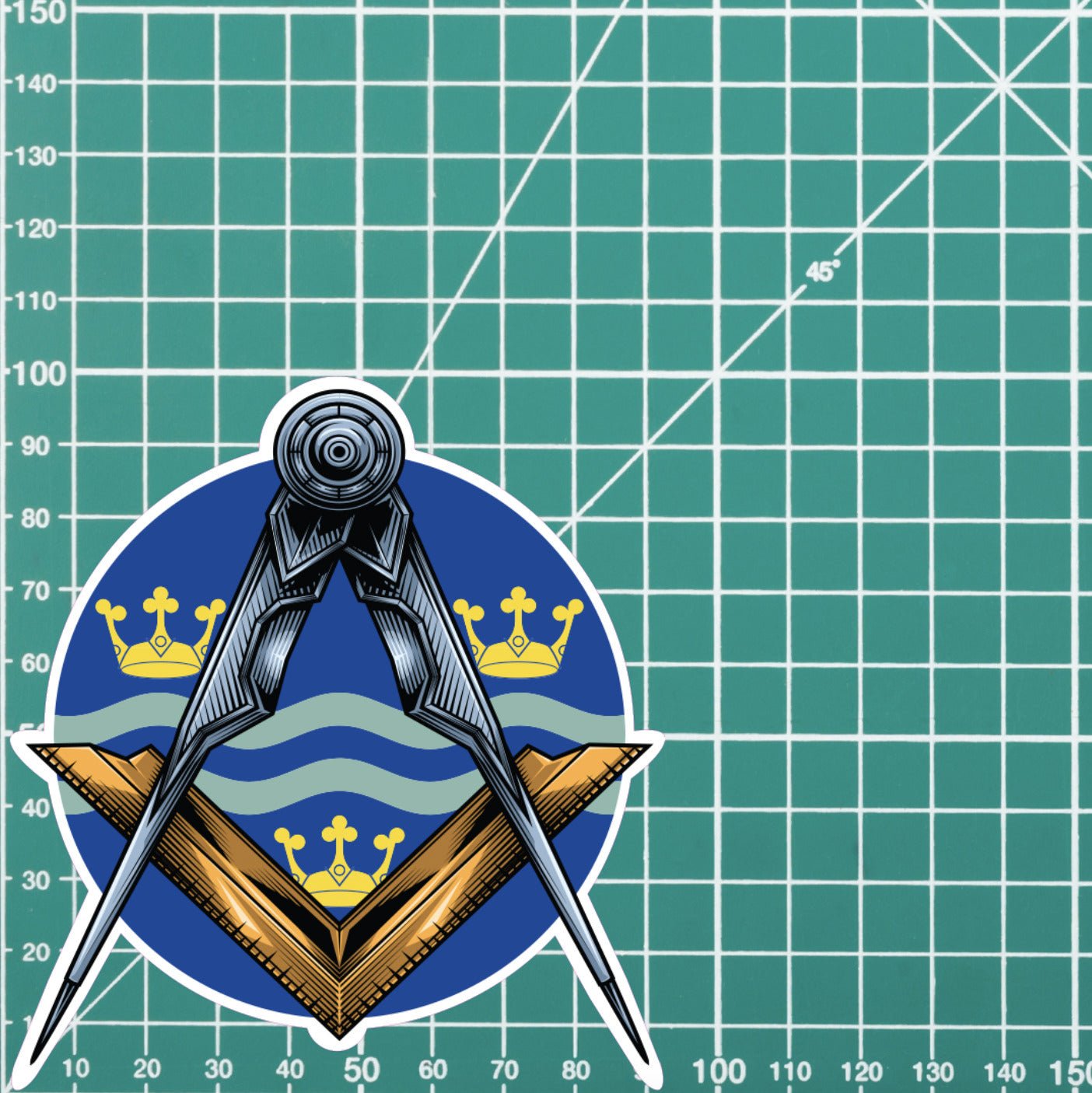 Round Cambridgeshire Masonic Sticker Square & Compass Union Vinyl Decal redplume