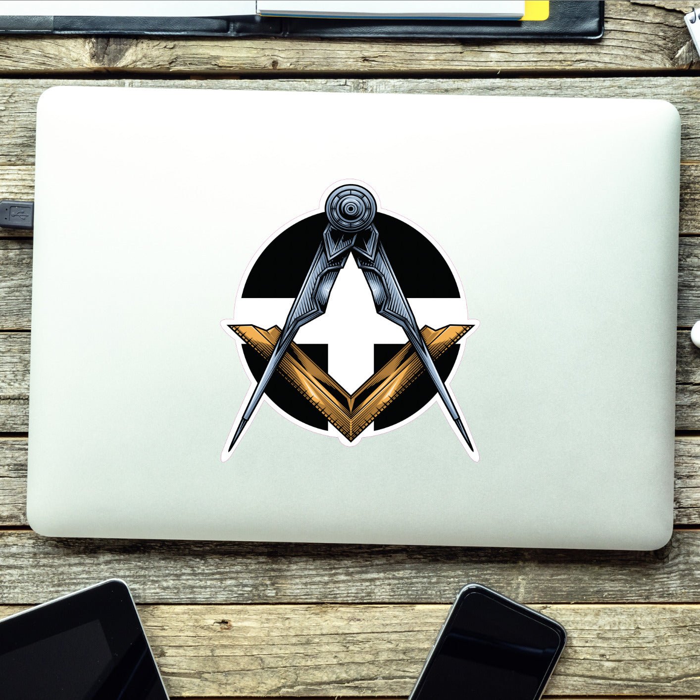 Round Cornwall Masonic Sticker Square & Compass Union Vinyl Decal redplume