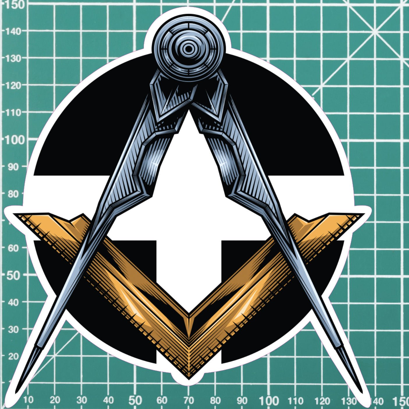 Round Cornwall Masonic Sticker Square & Compass Union Vinyl Decal redplume