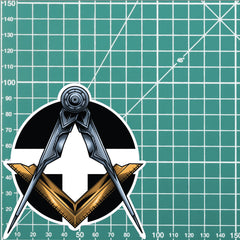 Round Cornwall Masonic Sticker Square & Compass Union Vinyl Decal redplume