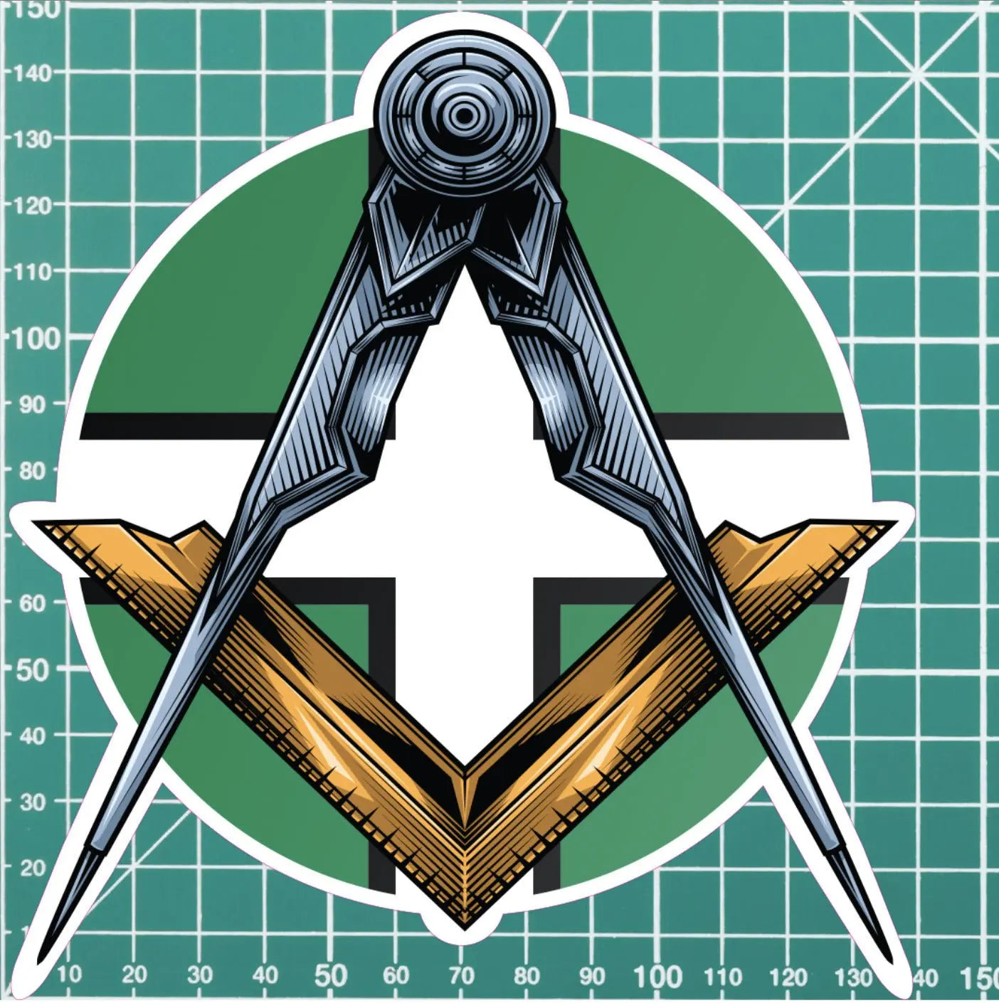 Round Devonshire Masonic Sticker Square & Compass Union Vinyl Decal redplume