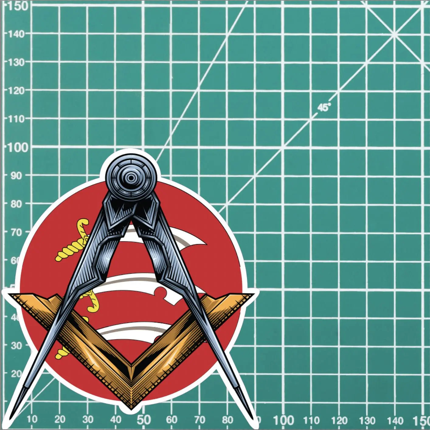 Round Essex Masonic Sticker Square & Compass Union Vinyl Decal redplume