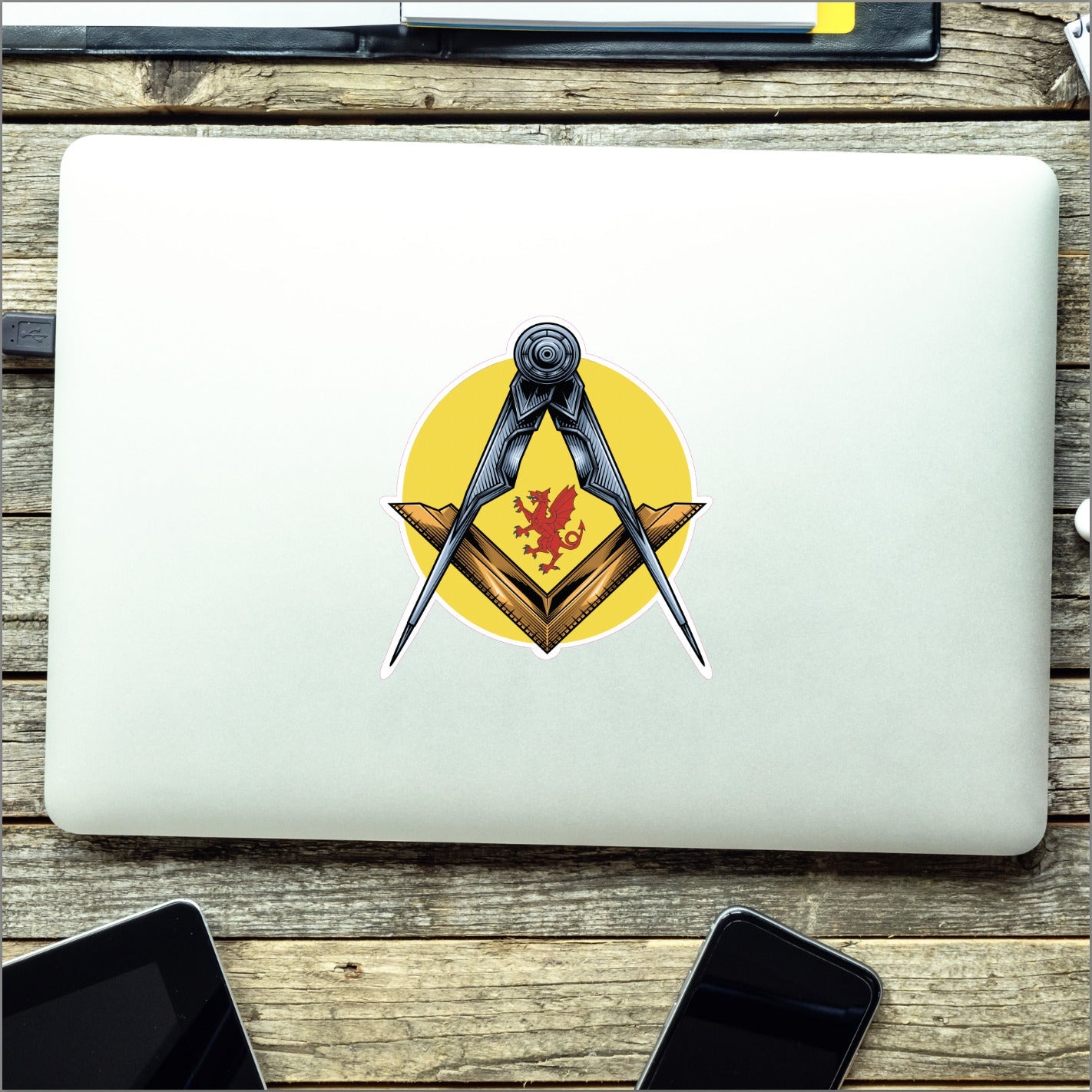 Round Somerset Masonic Sticker Square & Compass Union Vinyl Decal redplume