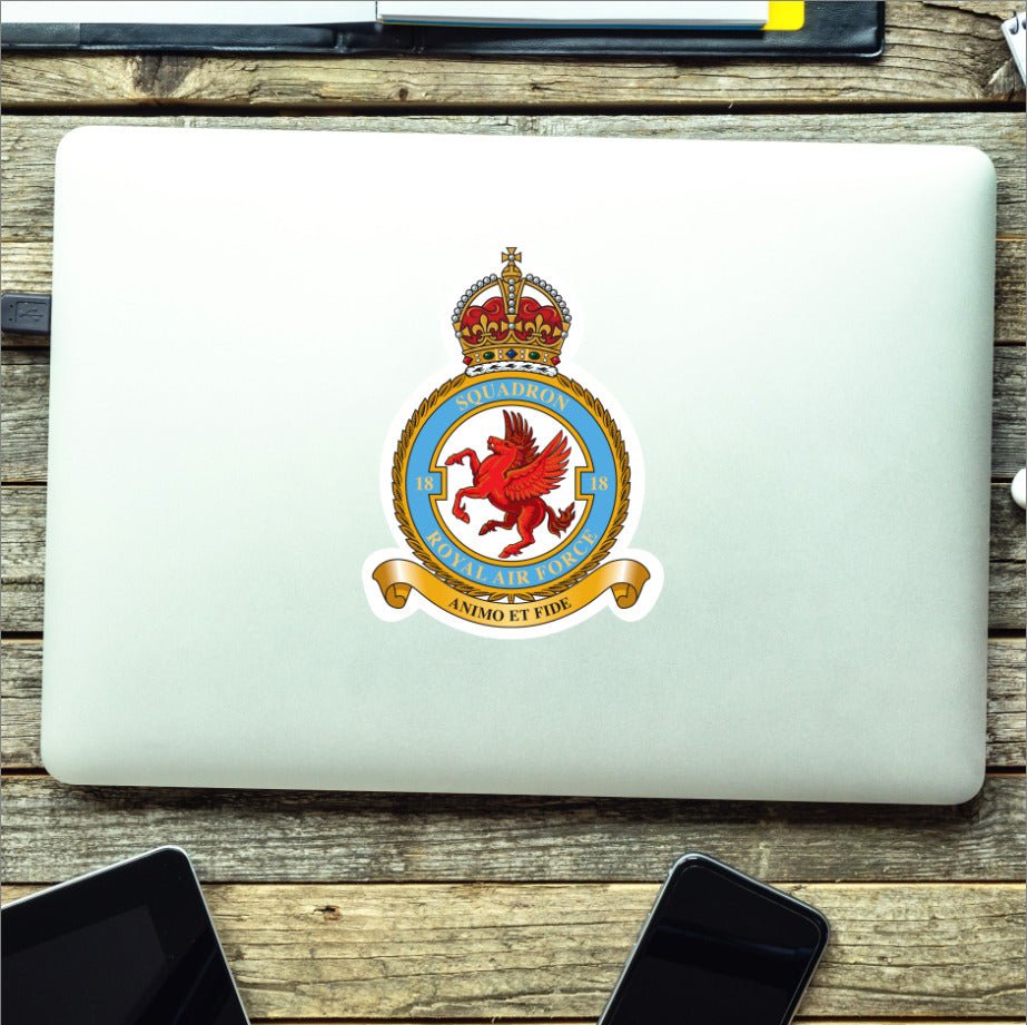 Royal Air Force 18 Squadron Vinyl Stickers - Kings Crown redplume