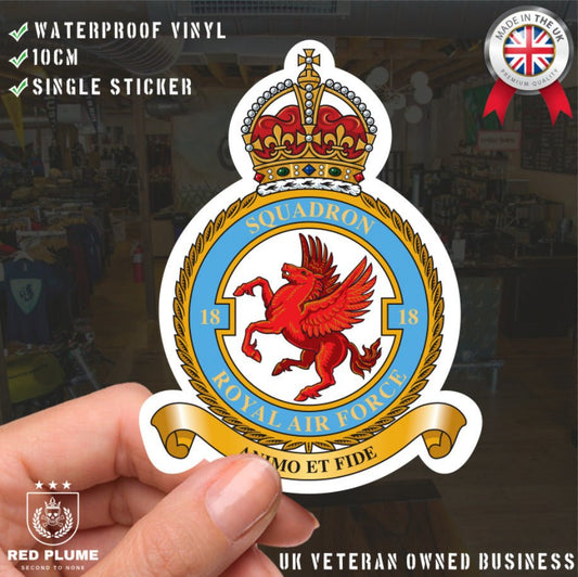 Royal Air Force 18 Squadron Vinyl Stickers - Kings Crown redplume