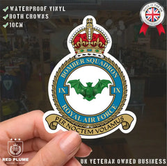 Royal Air Force No 9 Squadron Vinyl Stickers - Both Crowns redplume