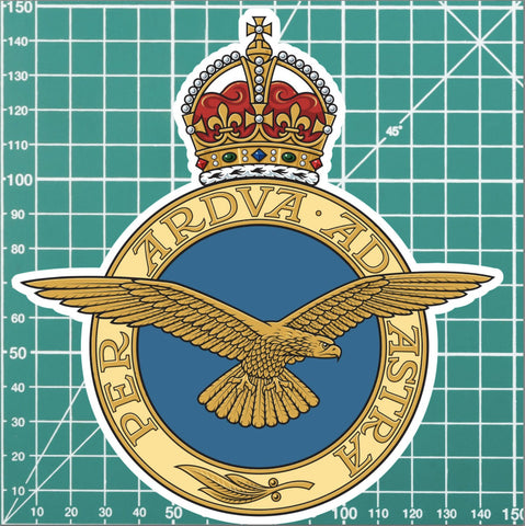 Royal Air Force RAF Badge Decal - Waterproof Vinyl - King's Crown redplume
