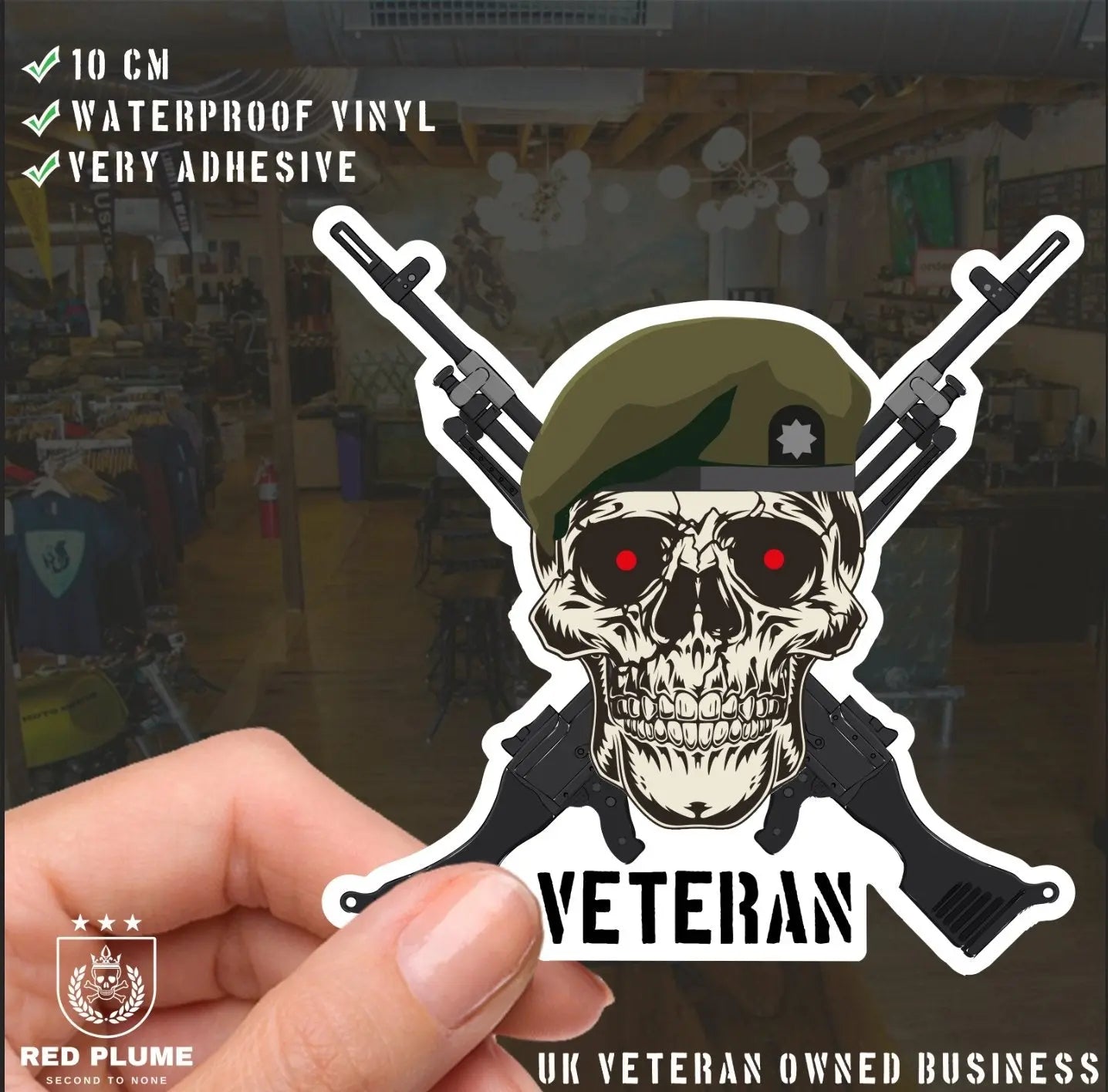 Royal Anglian Regiment Crossed GPMG High-Quality Vinyl Sticker - 100mm redplume