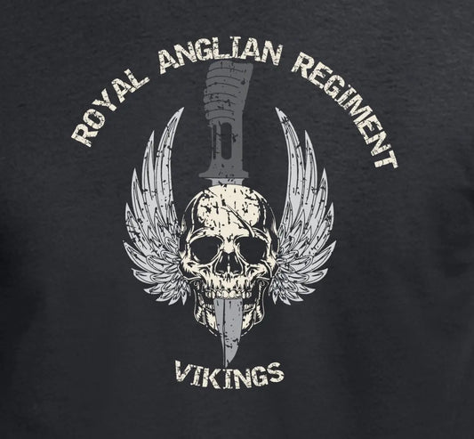 Royal Anglian Regiment Skulled Dagger T-Shirt redplume