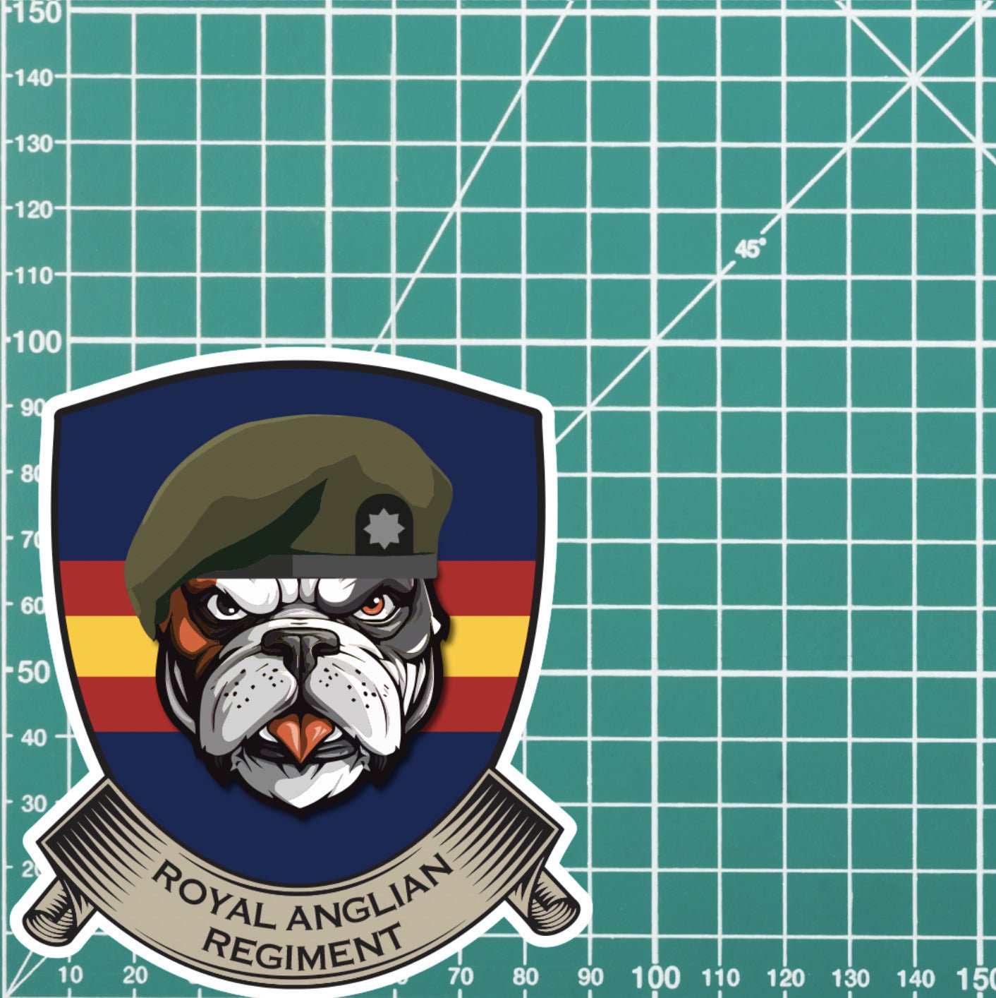 Royal Anglian Regiment TRF British Bulldog Vinyl Sticker - 10cm redplume