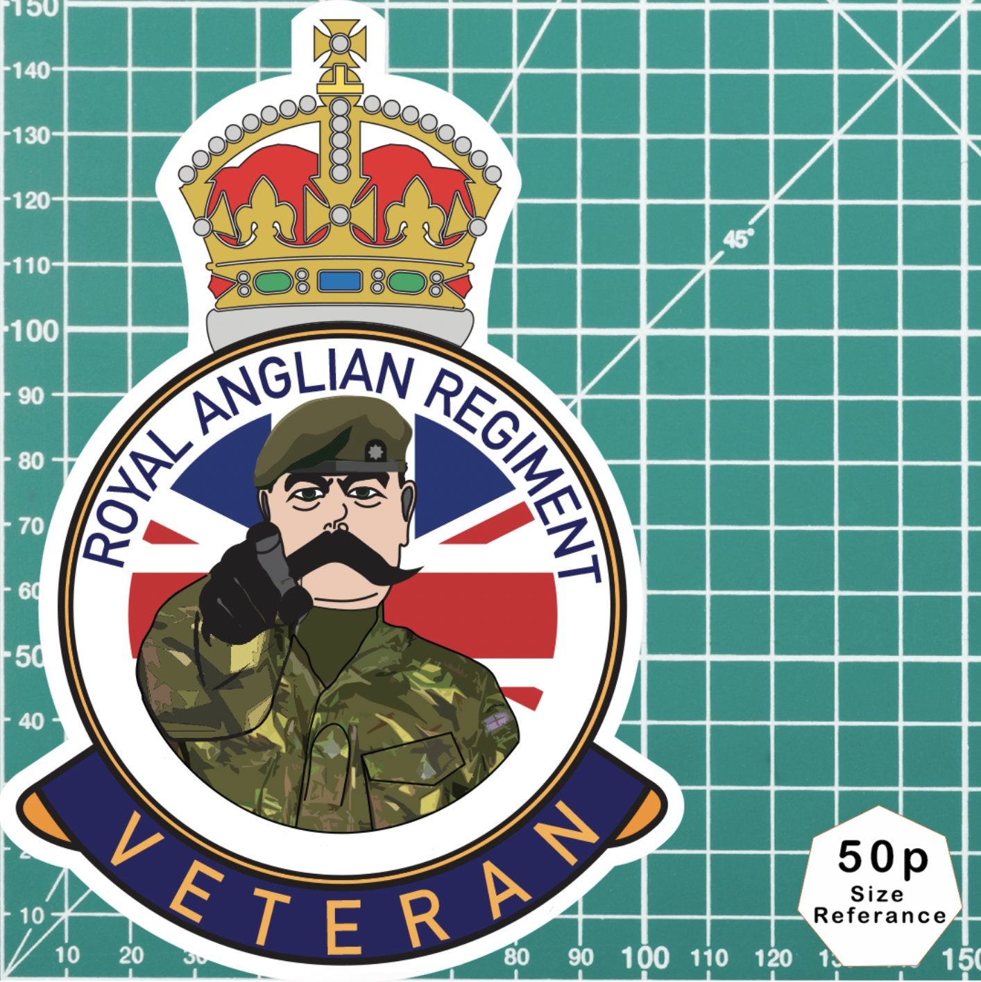 Royal Anglian Regiment Veteran UV Laminated Lord Kitchener & Beret Decal redplume