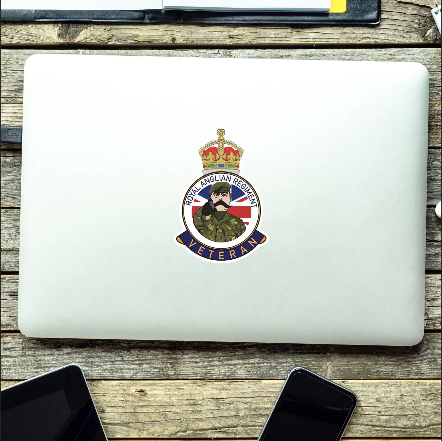 Royal Anglian Regiment Veteran UV Laminated Lord Kitchener & Beret Decal redplume