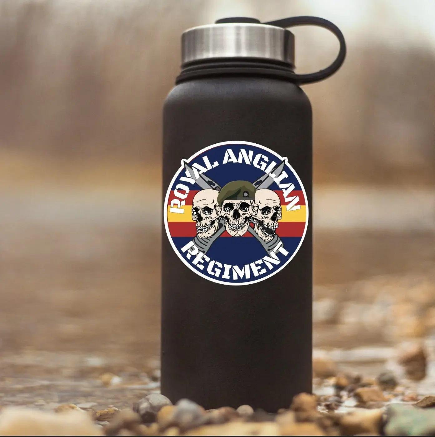Royal Anglian Regiment Waterproof Vinyl Stickers Three Skull Design redplume