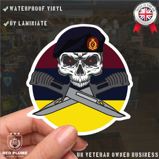 Royal Army Medical Corps Car Decal - Stylish Skull and Crossed Bayonets Design redplume
