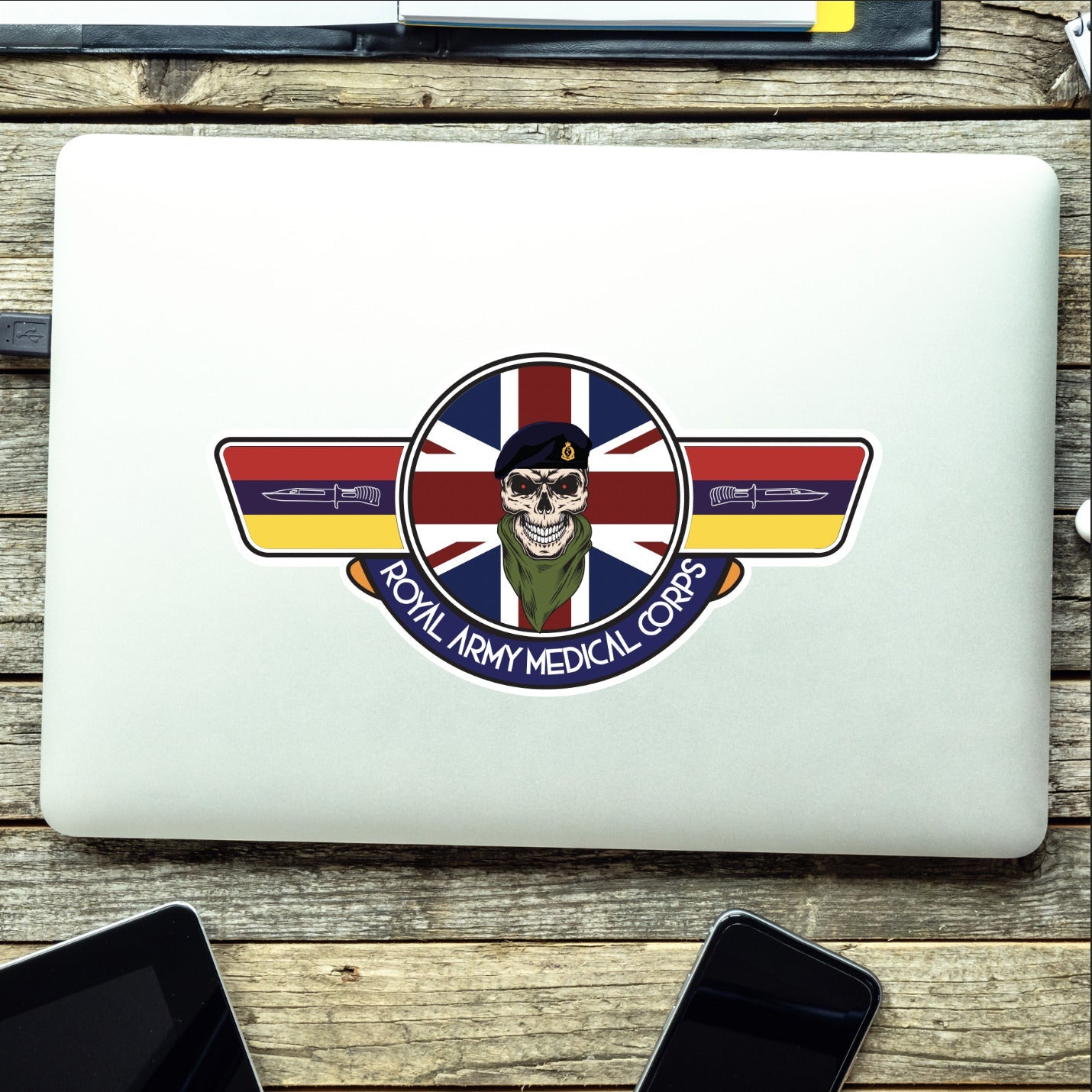 Royal Army Medical Corps RAMC UV Laminated Vinyl Sticker - Wings redplume
