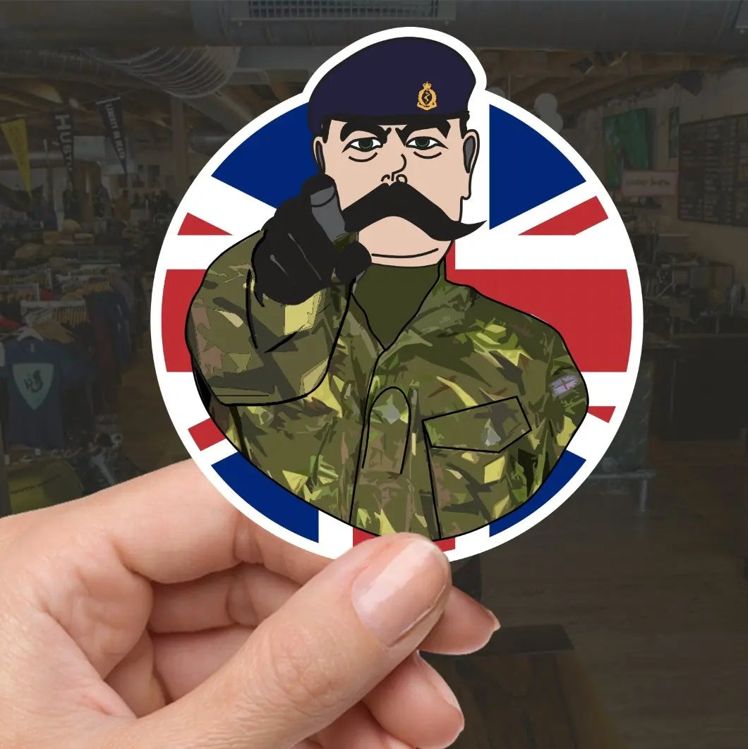 Royal Army Medical Corps RAMC Vinyl Waterproof Sticker, Lord Kitchener Design redplume