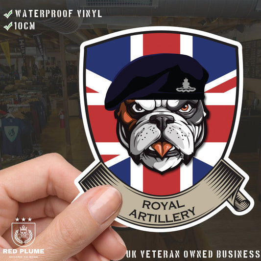 Royal Artillery British Bulldog and Union Jack Shield Vinyl Sticker - 10cm redplume
