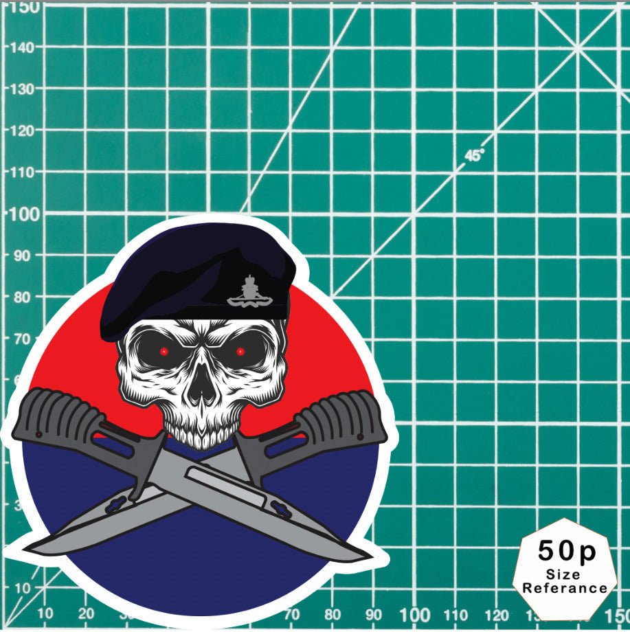 Royal Artillery Car Decal - Stylish Skull and Crossed Bayonets Design redplume