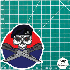 Royal Artillery Car Decal - Stylish Skull and Crossed Bayonets Design redplume