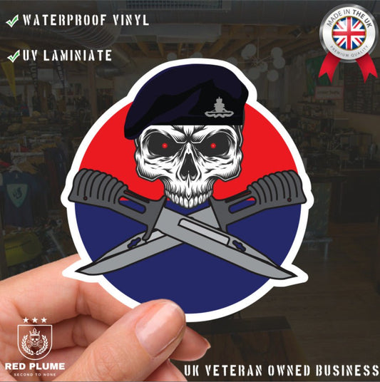 Royal Artillery Car Decal - Stylish Skull and Crossed Bayonets Design redplume