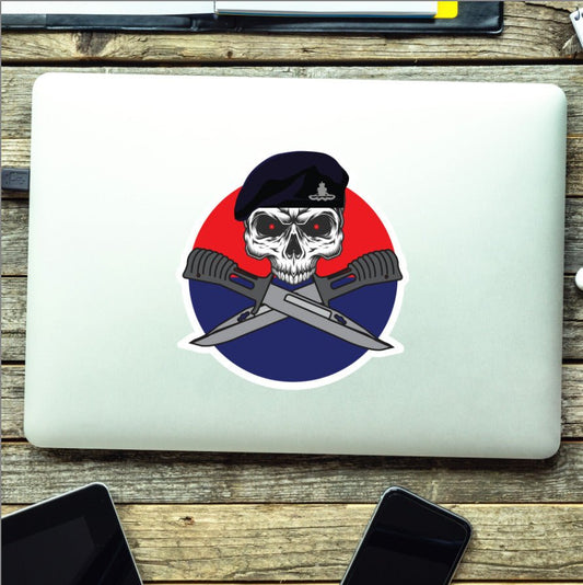 Royal Artillery Car Decal - Stylish Skull and Crossed Bayonets Design redplume