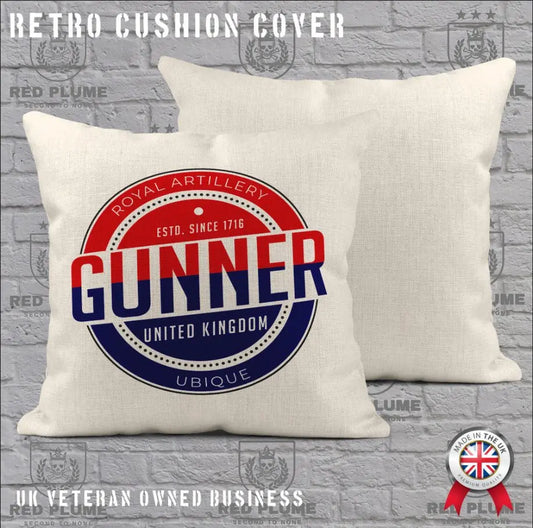 Royal Artillery 'Gunner' Retro Cushion Cover - Ideal Stocking Filler redplume