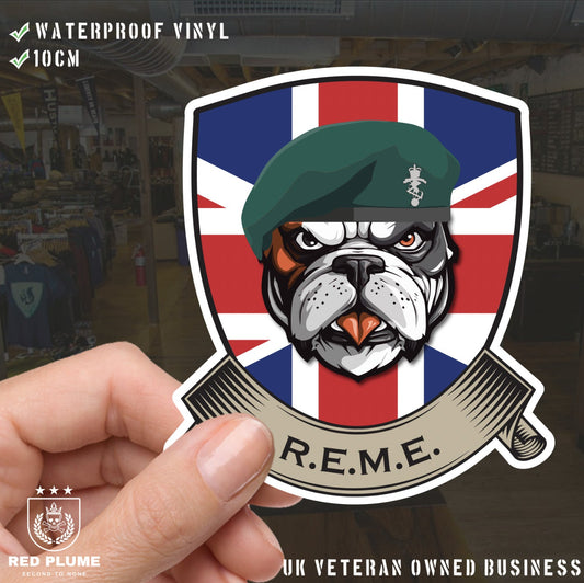 Royal Electrical Mechanical Engineers CMDO British Bulldog Vinyl Sticker - 10cm redplume