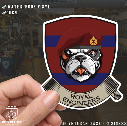 Royal Engineer Airborne TRF British Bulldog Vinyl Sticker - 10cm redplume