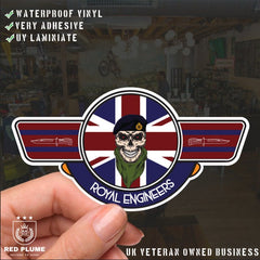 Royal Engineer UV Laminated Vinyl Sticker - Wings redplume