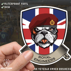 Royal Engineers Airborne British Bulldog and Union Jack Vinyl Sticker - 10cm redplume
