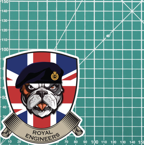 Royal Engineers British Bulldog and Union Jack Shield Vinyl Sticker - 10cm redplume