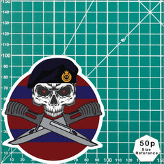 Royal Engineers Car Decal - Stylish Skull and Crossed Bayonets Design redplume