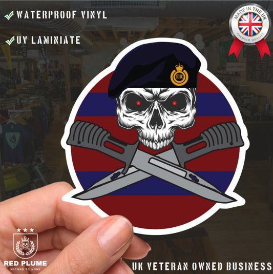 Royal Engineers Car Decal - Stylish Skull and Crossed Bayonets Design redplume