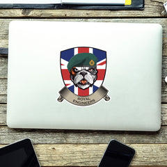 Royal Engineers Commando British Bulldog and Union Jack Vinyl Sticker - 10cm redplume