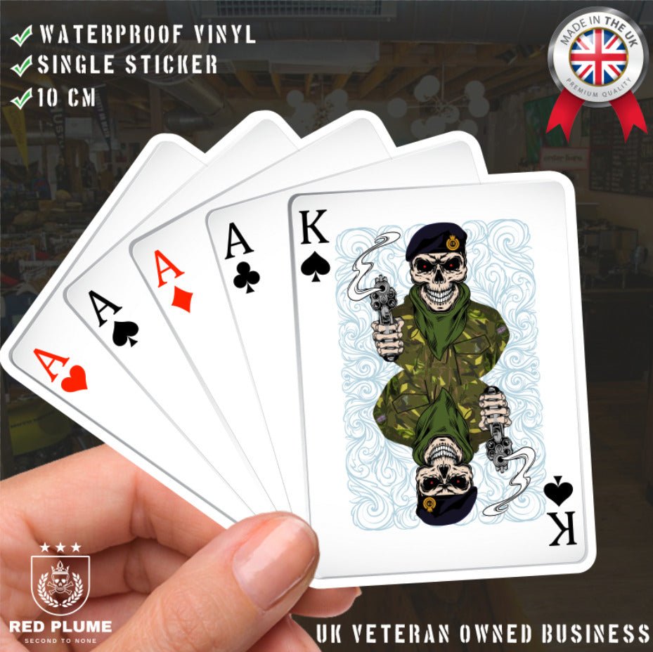 Royal Engineers King & Aces Waterproof Vinyl Sticker/Decal 10cm redplume