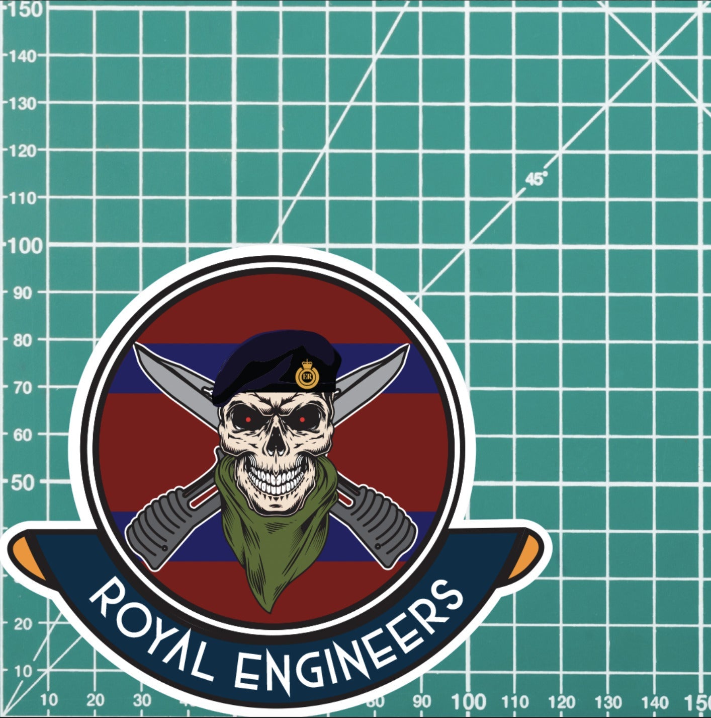 Royal Engineers Skull Crest Vinyl Sticker | 10cm | UV Laminated | redplume
