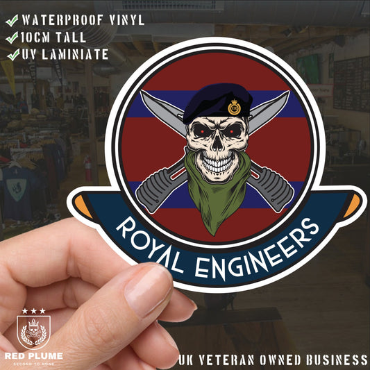 Royal Engineers Skull Crest Vinyl Sticker | 10cm | UV Laminated | redplume