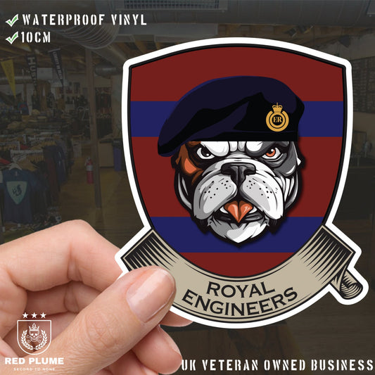 Royal Engineers TRF British Bulldog Vinyl Sticker - 10cm redplume
