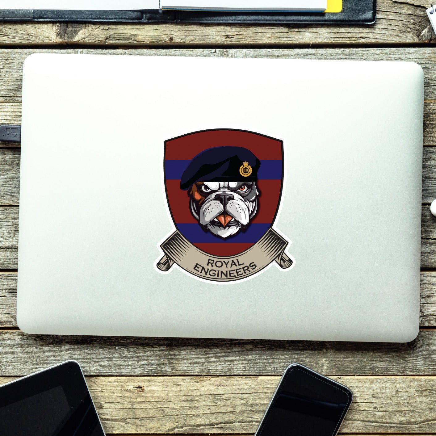 Royal Engineers TRF British Bulldog Vinyl Sticker - 10cm redplume