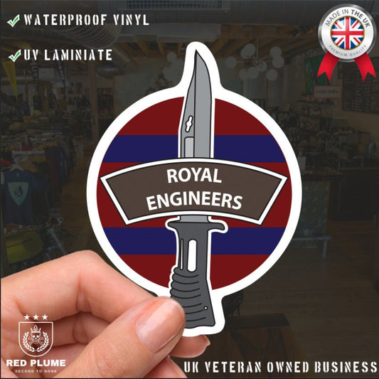 Royal Engineers Vinyl Decal, TRF Colours & Bayonet Design - 10cm redplume