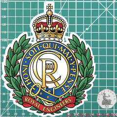 Royal Engineers Waterproof Vinyl Stickers new style - Official MoD Reseller redplume