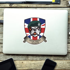 Royal Green Jackets British Bulldog and Union Jack Shield Vinyl Sticker - 10cm redplume