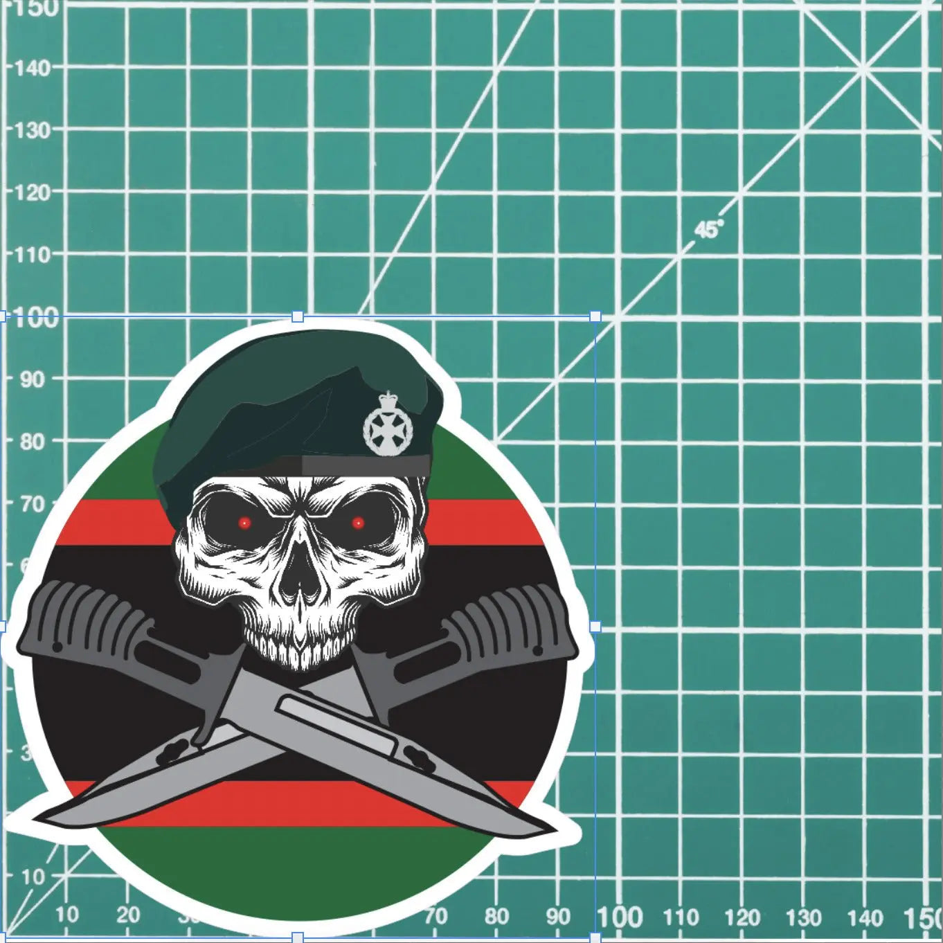 Royal Green Jackets RGJ Car Decal - Stylish Skull and Crossed Bayonets Design redplume