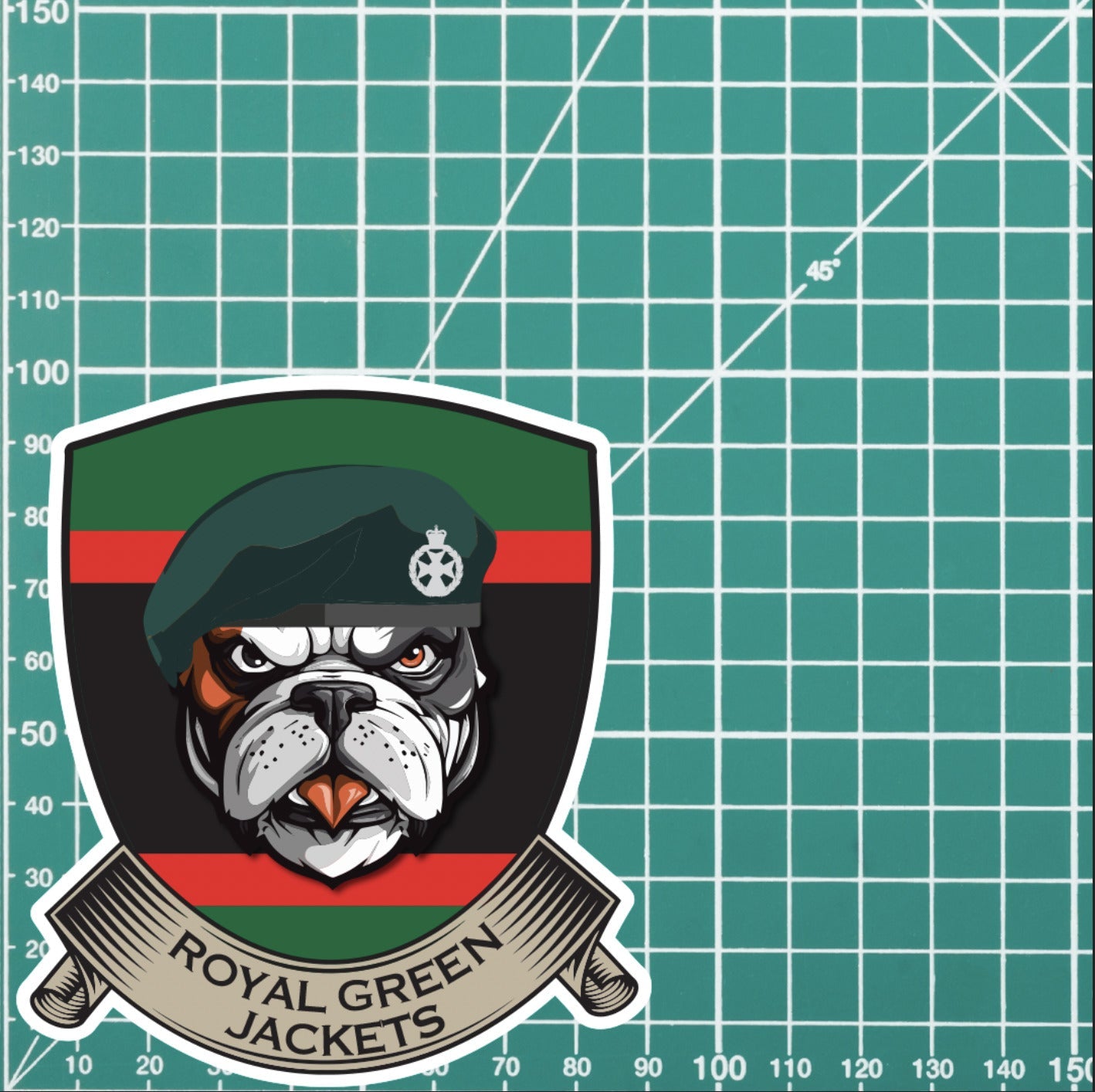 Royal Green Jackets TRF British Bulldog Vinyl Sticker - 10cm redplume