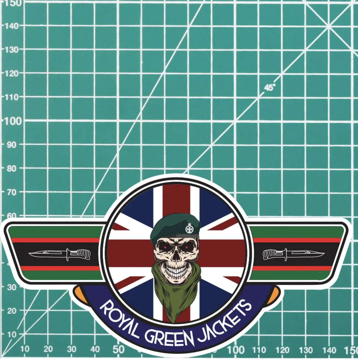 Royal Green Jackets UV Laminated Vinyl Sticker - Wings redplume