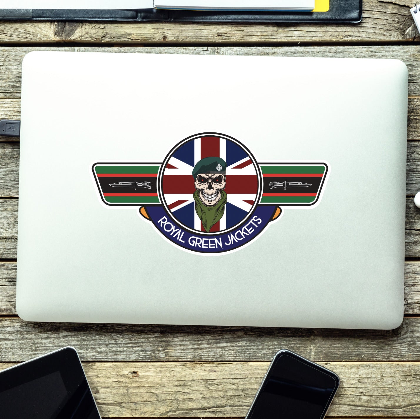 Royal Green Jackets UV Laminated Vinyl Sticker - Wings redplume