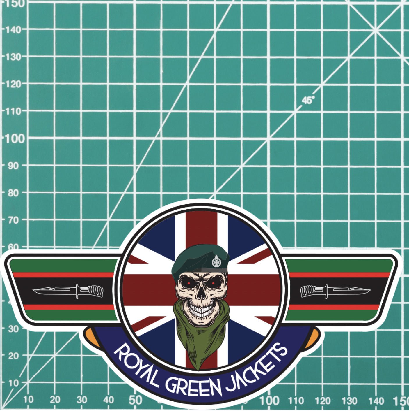 Royal Green Jackets UV Laminated Vinyl Sticker - Wings redplume