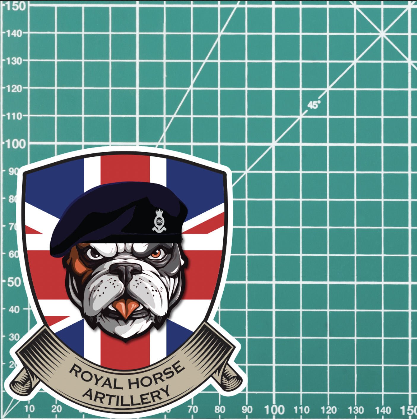 Royal Horse Artillery British Bulldog and Union Jack Shield Vinyl Sticker - 10cm redplume