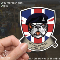 Royal Horse Artillery British Bulldog and Union Jack Shield Vinyl Sticker - 10cm redplume